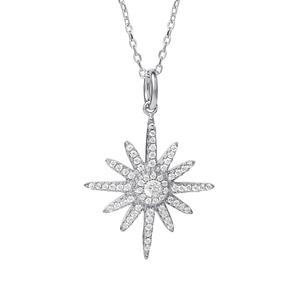 Splendere Sterling Silver CZ Starburst Pendant