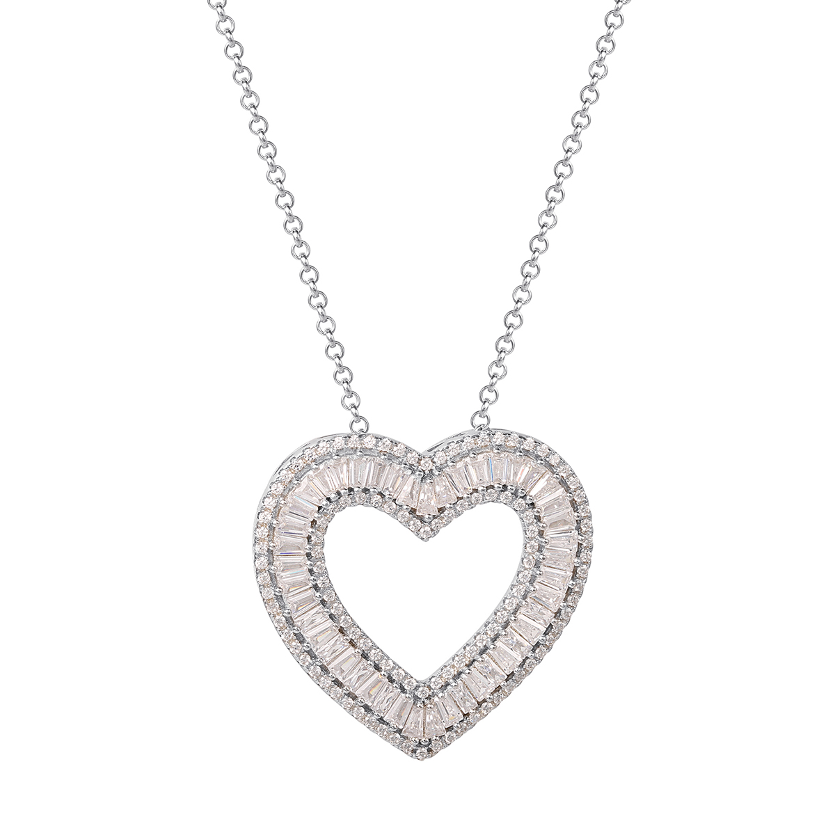 18in. CZ Heart Pendant Necklace