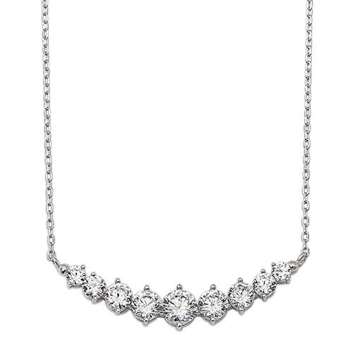 Splendere Sterling Silver Graduated CZ Necklace