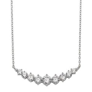 Splendere Sterling Silver Graduated CZ Necklace