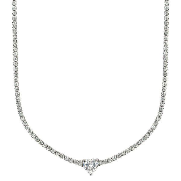 Splendere Sterling Silver Heart Tennis Pendant Necklace alternate view