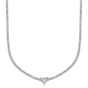 Splendere Sterling Silver Heart Tennis Pendant Necklace alternate view
