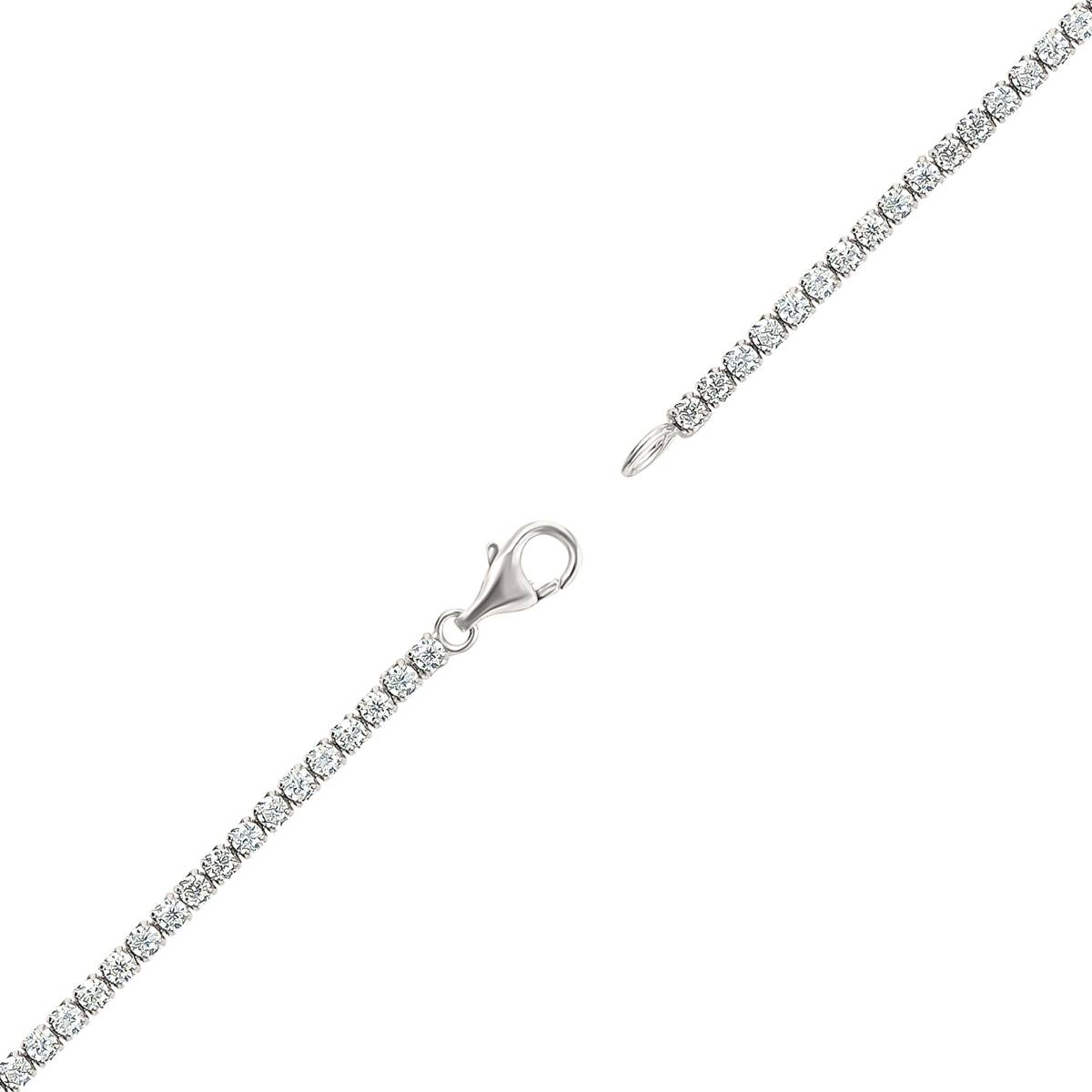 Splendere Sterling Silver Heart Tennis Pendant Necklace