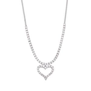 Splendere Rhodium Plated Sterling Silver CZ Open Heart Necklace