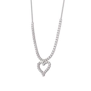 Splendere Rhodium Plated Sterling Silver CZ Open Heart Necklace alternate view