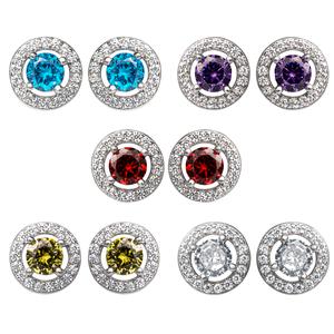 Splendere Sterling Silver 5pr. Multi CZ Stud Earrings