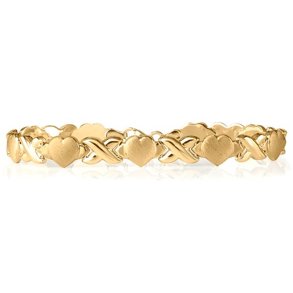 Yellow Gold Plated Hearts & Kisses Stampato Link Bracelet