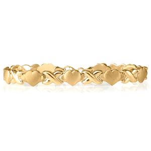 Yellow Gold Plated Hearts & Kisses Stampato Link Bracelet