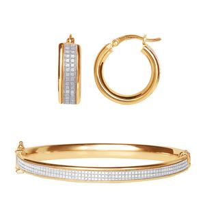 Ellen Tracy Gold-Plated Bangle & Hoop Earrings Set
