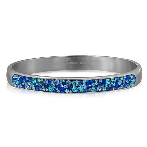 Stainless Steel Multi Crystal Bangle Bracelet
