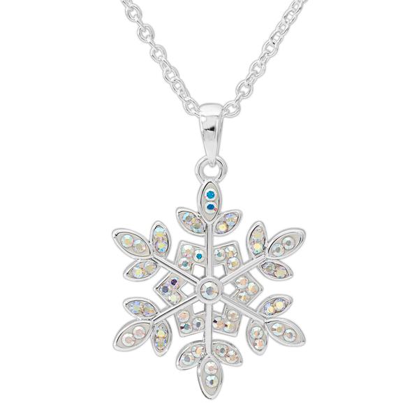 Brass Silver Plated Crystal Snowflake Pendant