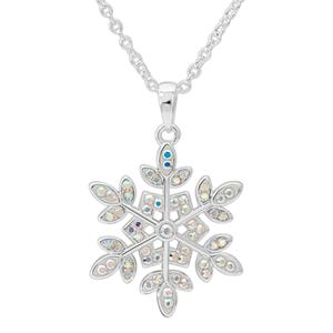Brass Silver Plated Crystal Snowflake Pendant