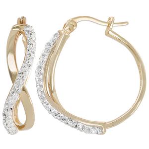 Gold Plated Crystal Criss Cross Hoop Earrings
