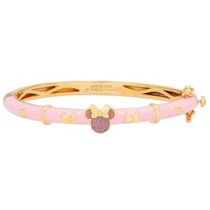 Disney Yellow Gold Plated Pink Minnie Mouse Bangle Bracelet