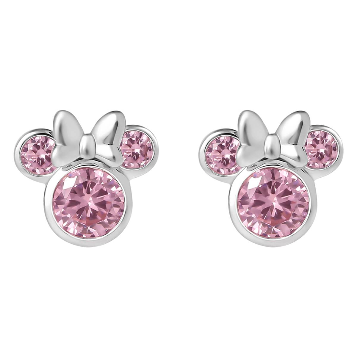 Disney Minnie Mouse Sterling Silver Pink CZ Studs