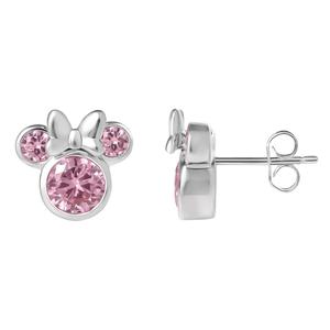 Disney Minnie Mouse Sterling Silver Pink CZ Studs alternate view