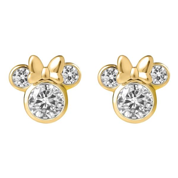 Disney Minnie Mouse Yellow Gold Plated CZ Stud Earrings alternate view