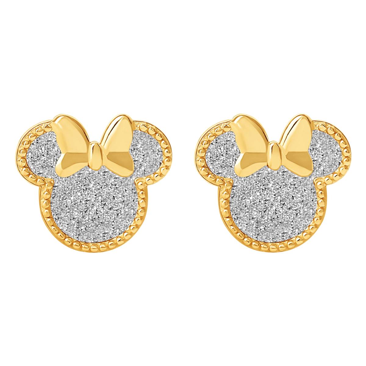 Disney Minnie Mouse Yellow Gold Plated Glitter Stud Earrings