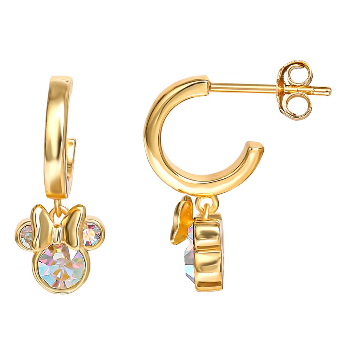 Disney Minnie Mouse Gold Plated AB Crystal Stud Earrings