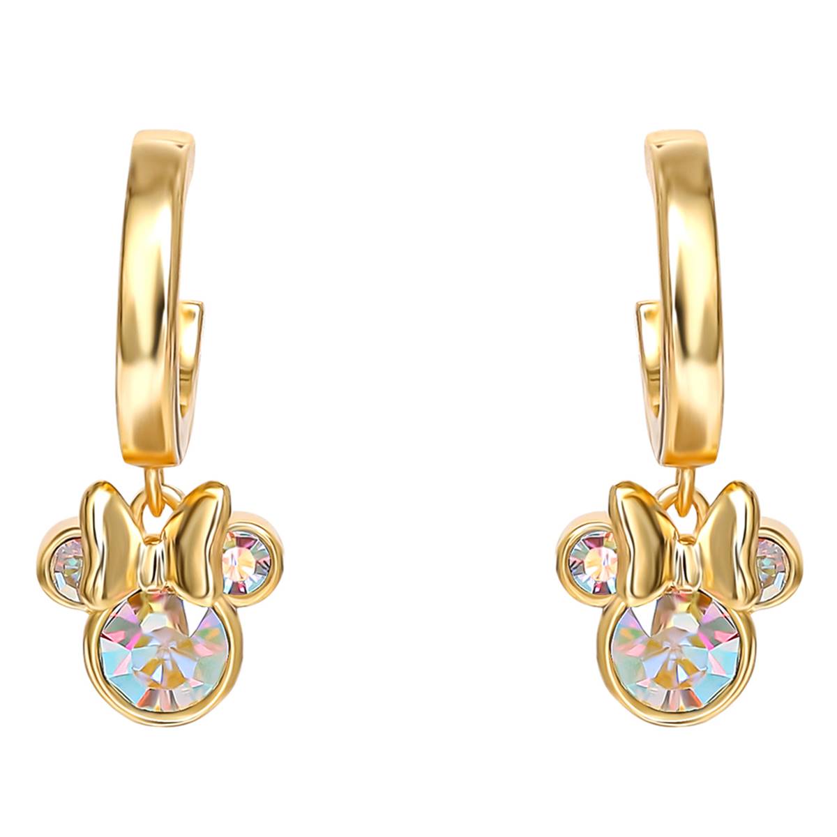 Disney Minnie Mouse Gold Plated AB Crystal Stud Earrings