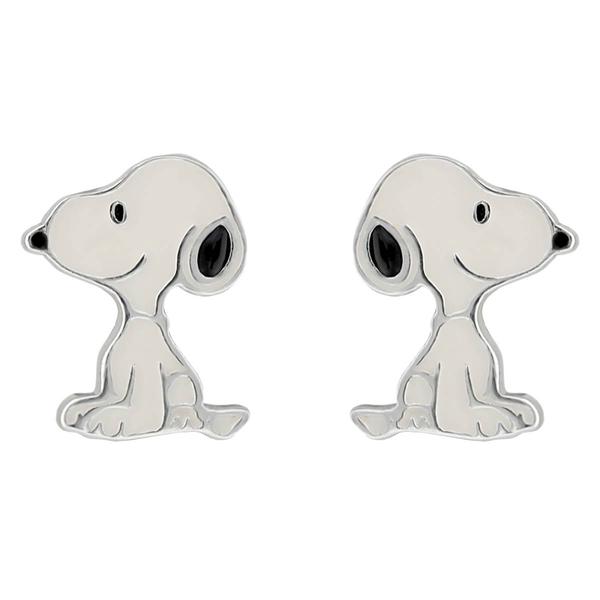 Sterling Silver with Enamel Snoopy Stud Earrings