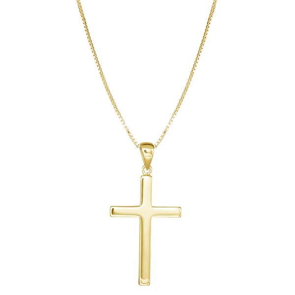 Sterling Silver Block Cross Pendant Necklace