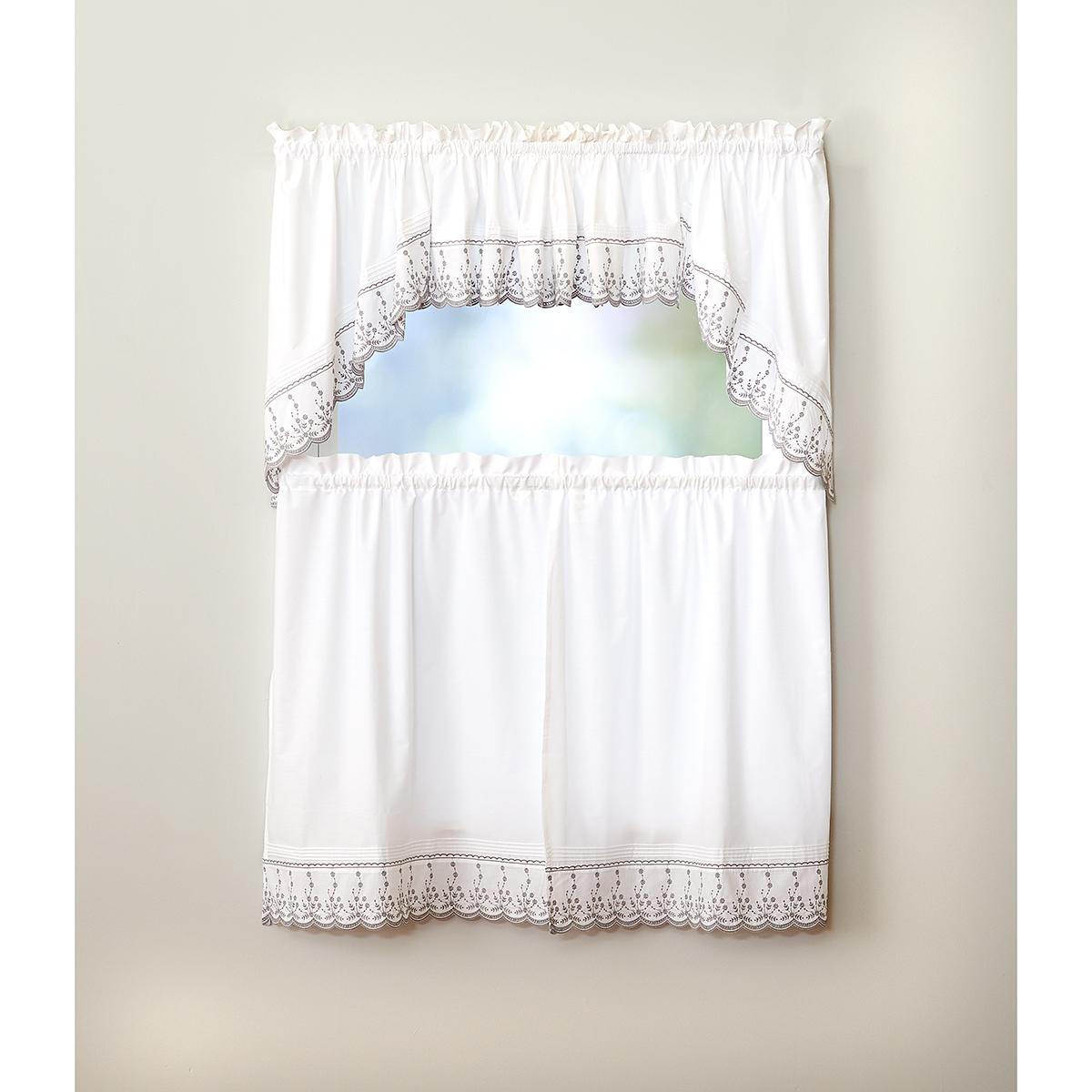 Abby Eyelet Tier Panel Kitchen Curtains