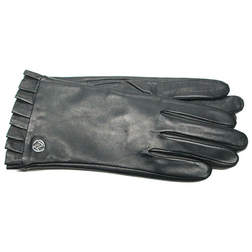 Womens Adrienne Vittadini Leather Ruffle Gloves