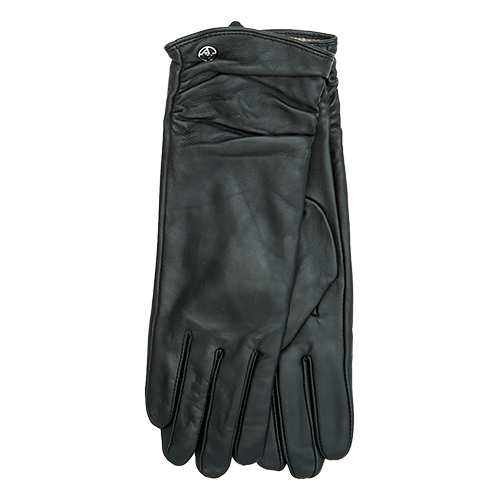 Womens Adrienne Vittadini Solid Ruched Leather Gloves