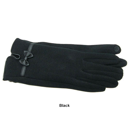 Womens Adrienne Vittadini Stretch Fleece Bow Touchscreen Gloves