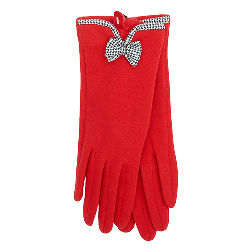 Womens Adrienne Vittadini Houndstooth Bow Touchscreen Gloves