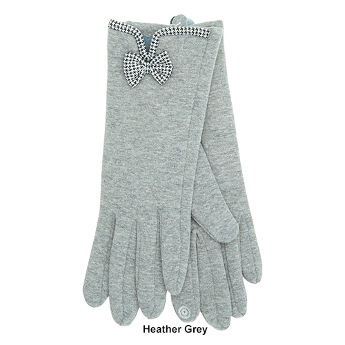 Womens Adrienne Vittadini Houndstooth Bow Touchscreen Gloves