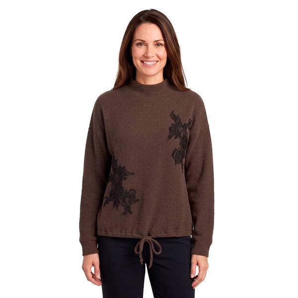 Womens Como Blu Long Sleeve Mock Neck Sweater w/Tie Hem