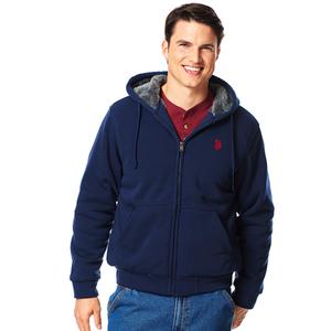 Mens U.S. Polo Assn.(R) Full Zip Sherpa Lined Solid Hoodie