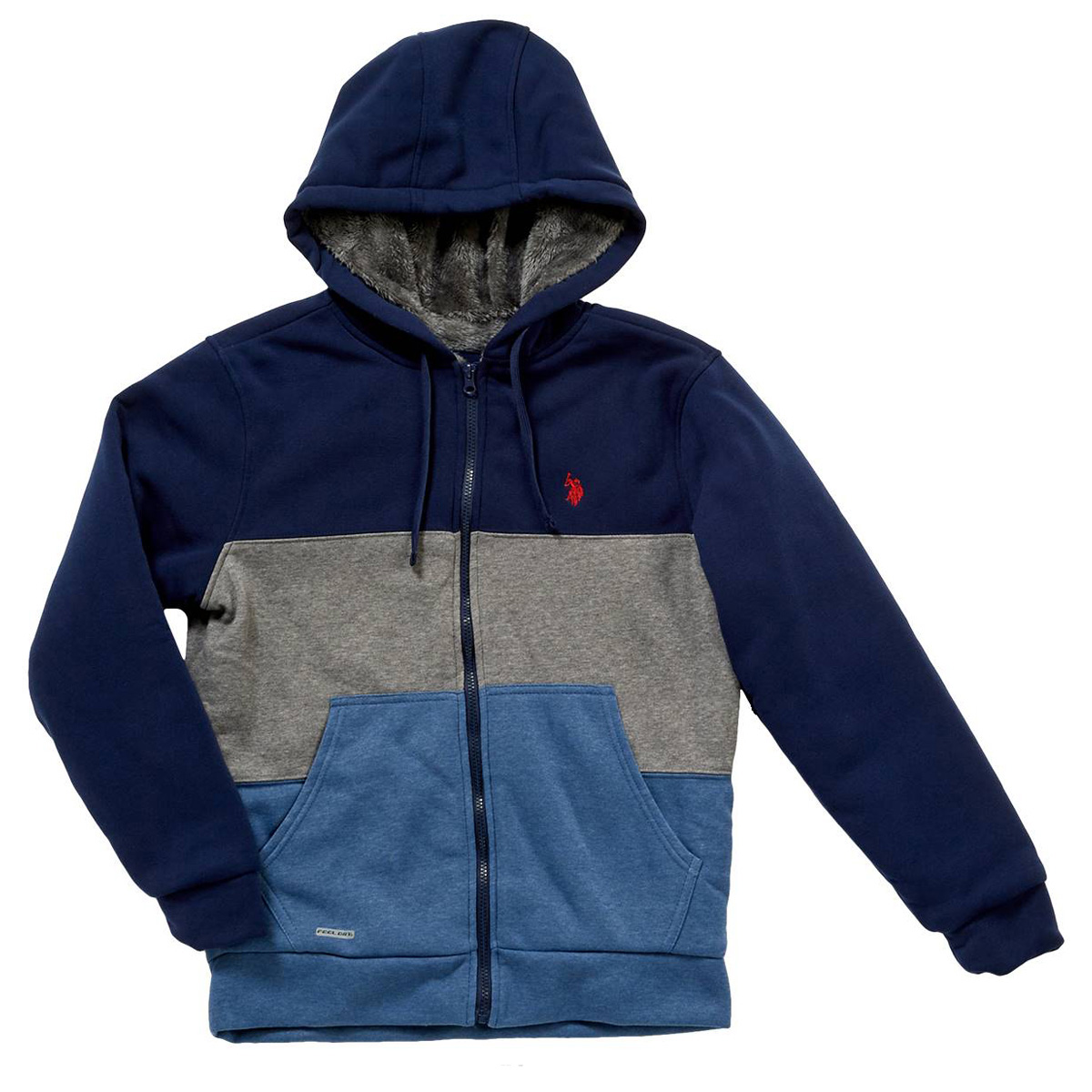 Mens U.S. Polo Assn.(R) 3-Color Block Sherpa Hoodie Jacket