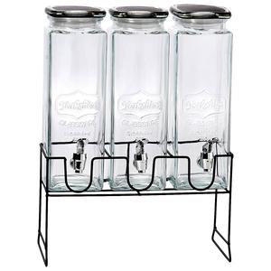 Circle Glass Triple Yorkshire Dispenser on Stand