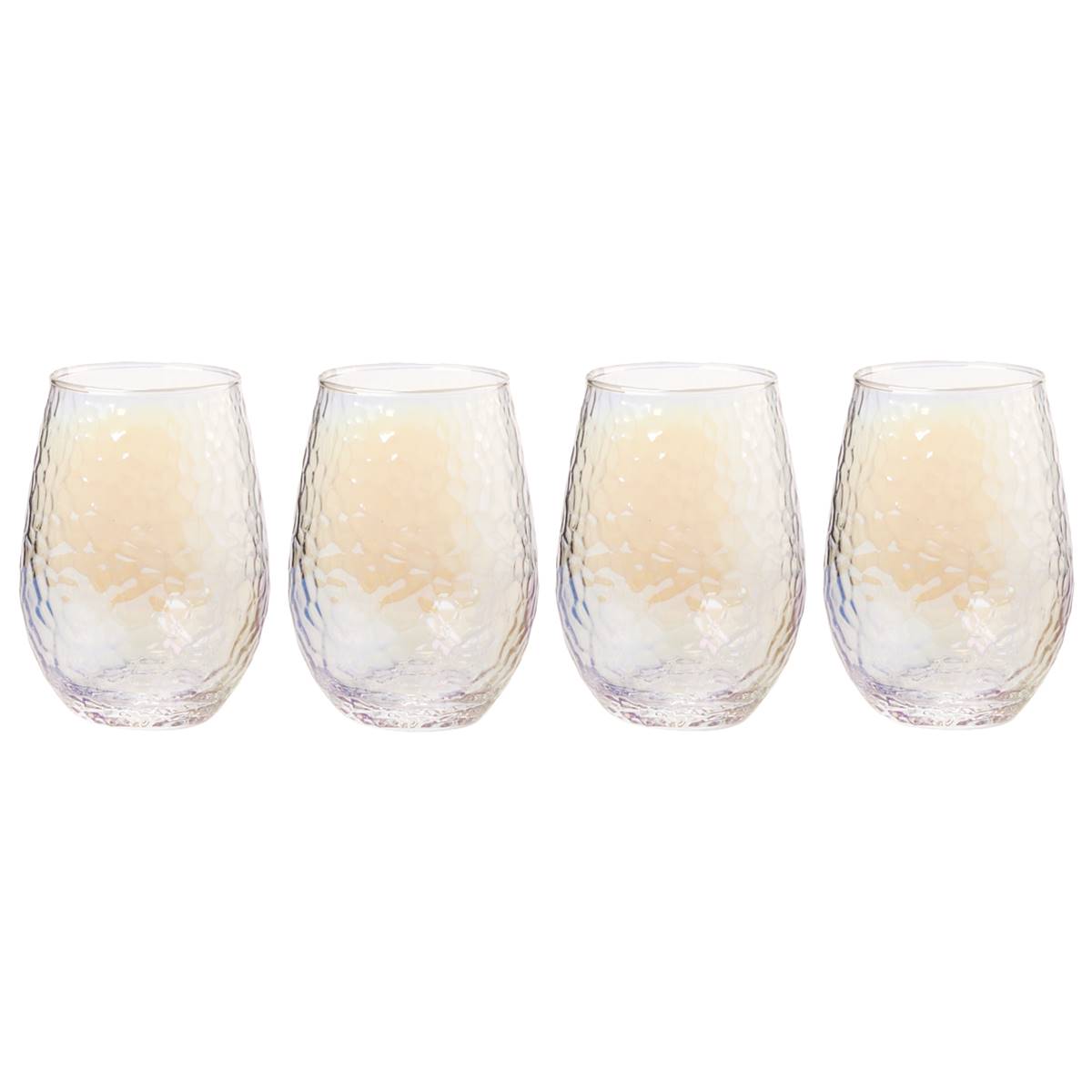 Circle Glass 18.5oz. Radiance White Stemless Wine Glasses Set
