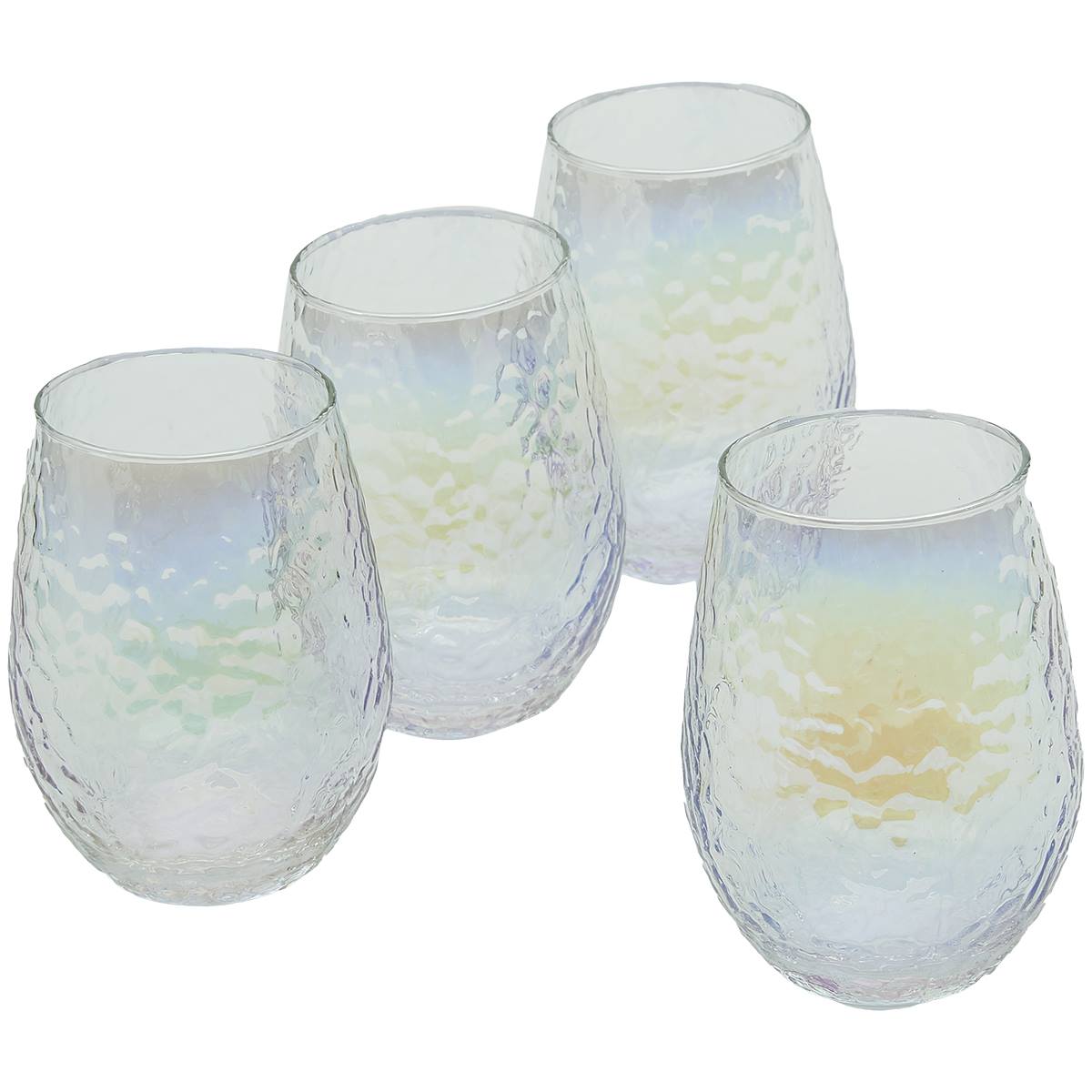 Circle Radiance White Pearl Textured Stemless Glasses