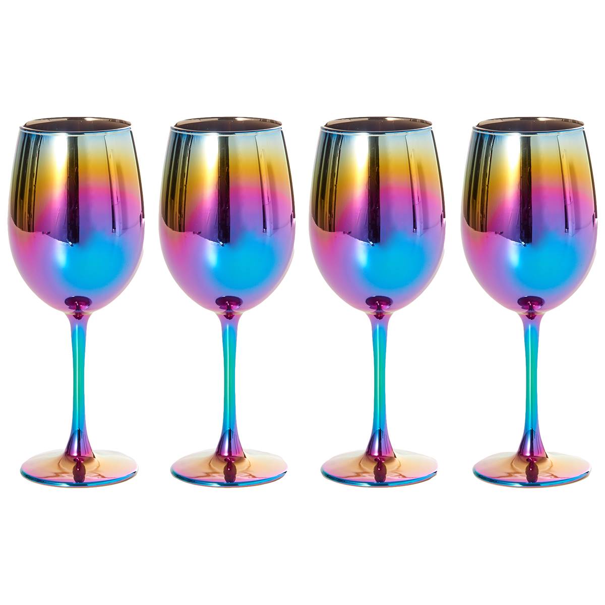 Circle Glass 15.7oz Rainbow Fusion Set Of 4 Wine Glasses
