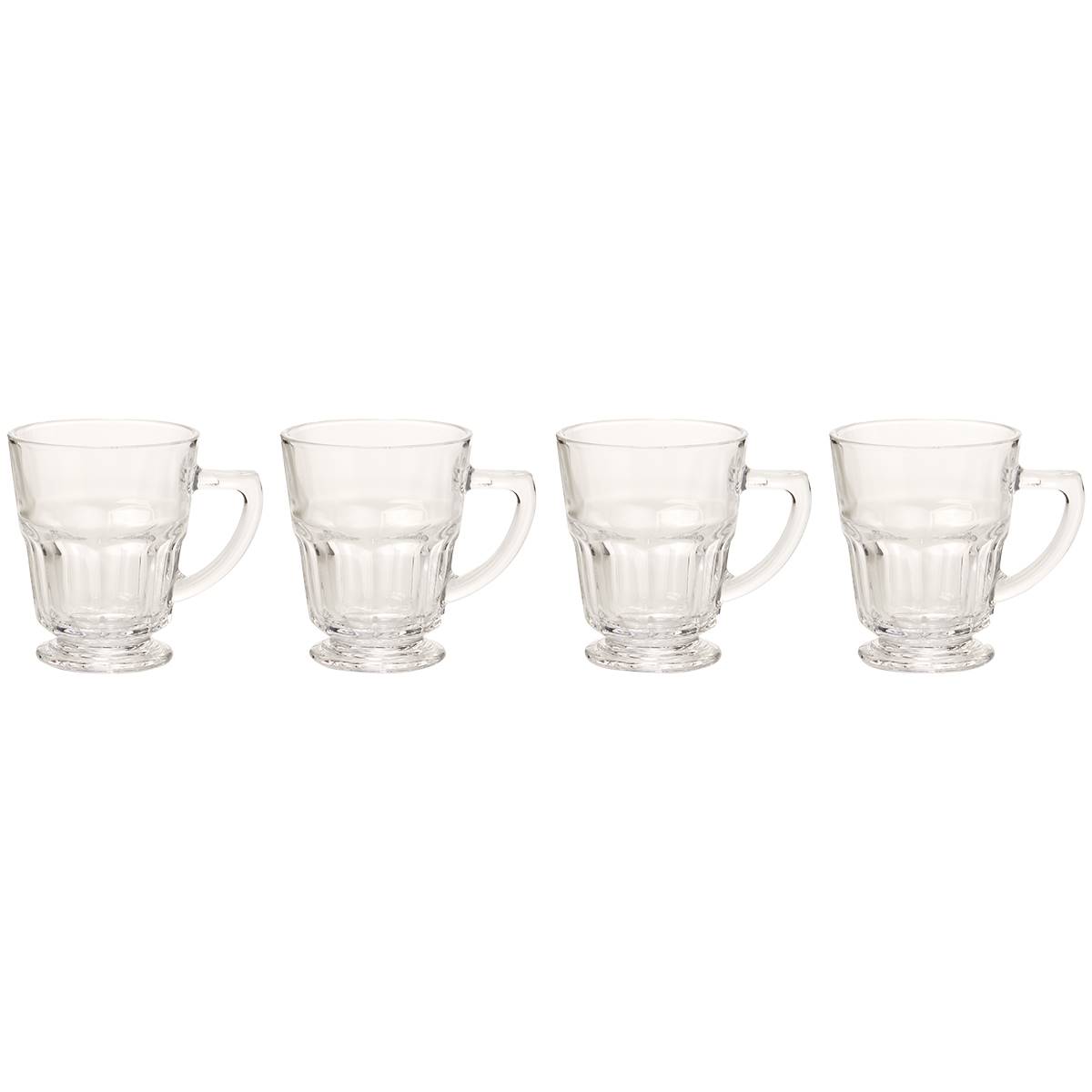 Circle Glass Set Of 4 Cafe Coffee Mugs