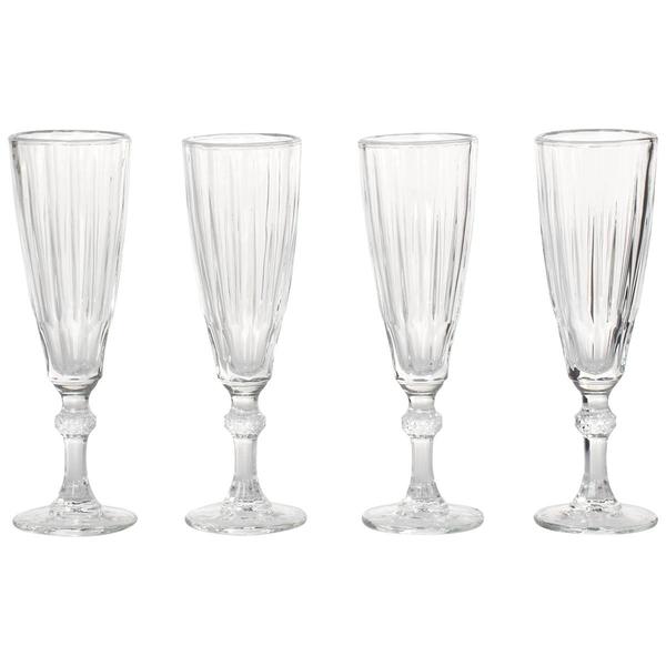 Circle Glass Elegant Diamond 6oz. Champagne Flute - Set of 4