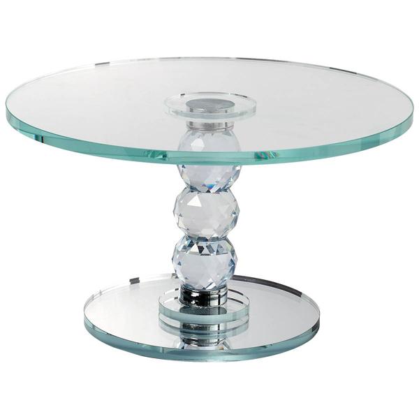Circle Glass Round Crystal Dessert Stand with Mirror Base