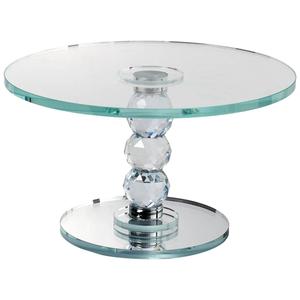 Circle Glass Round Crystal Dessert Stand with Mirror Base
