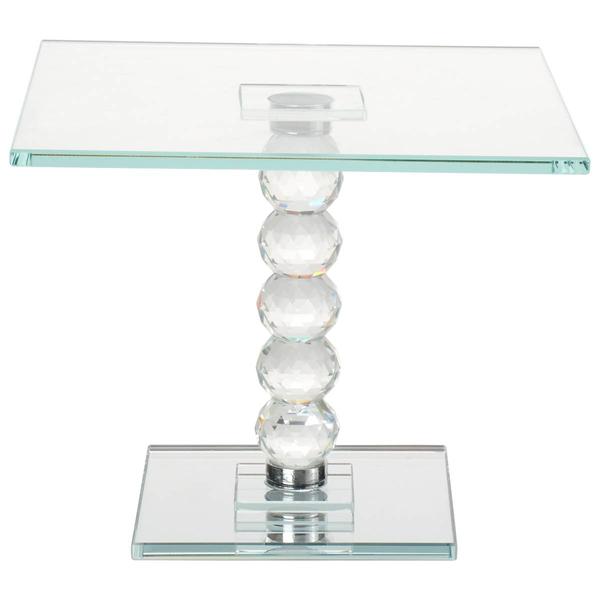 Circle Glass Square Crystal Dessert Stand with Mirror Base