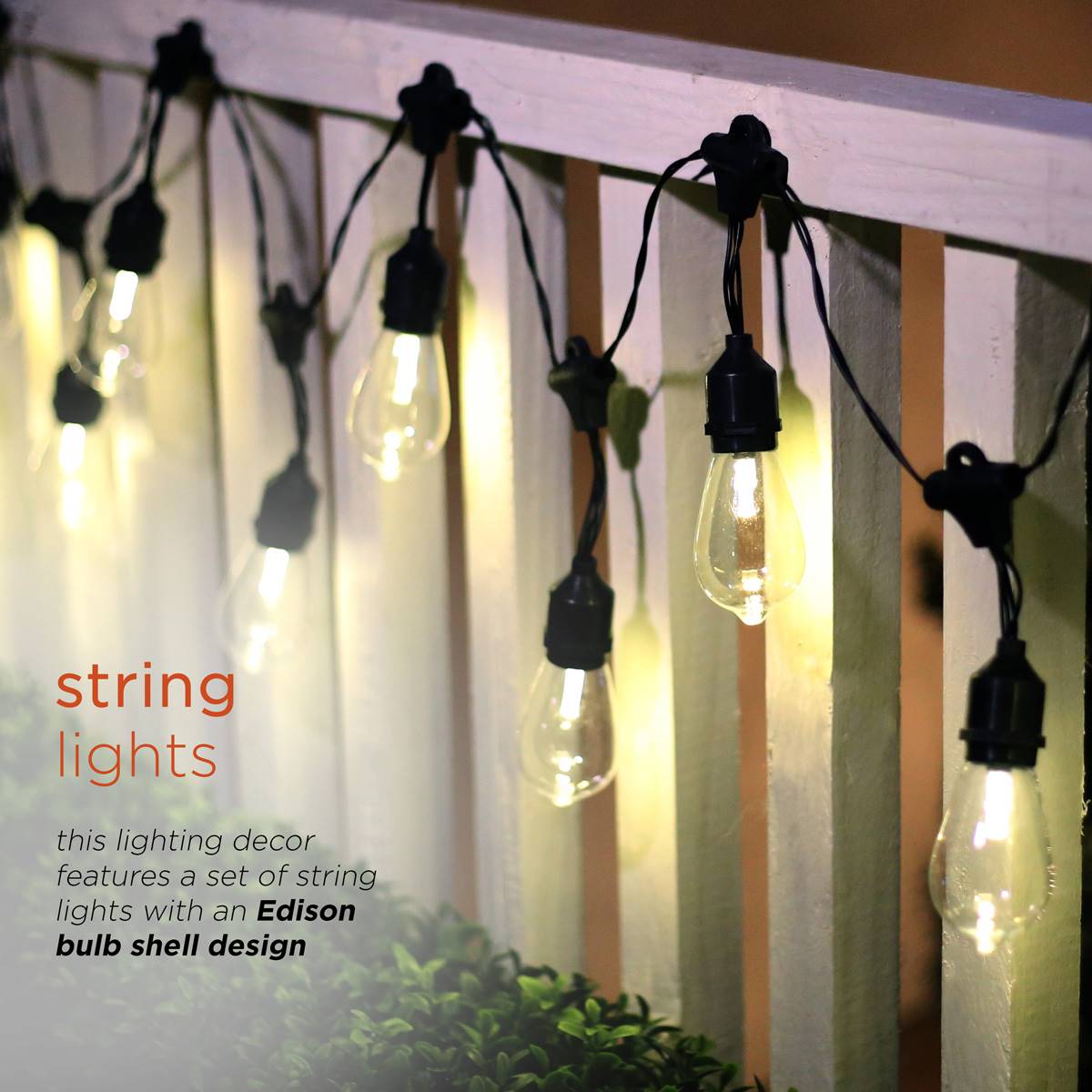 Alpine 10pc. Vintage Edison Bulb String Lights W/ Timer & LEDs