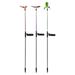 Alpine Solar Insects/Bird LED Garden Stakes - Set of 3