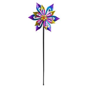 Alpine Multi-Colored Layered Floral Wind Spinner Garden Stake