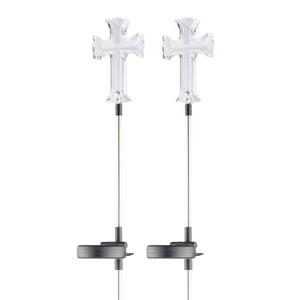 Alpine Solar Cross Garden Stake w/ LED Light - Set of 2 alternate view