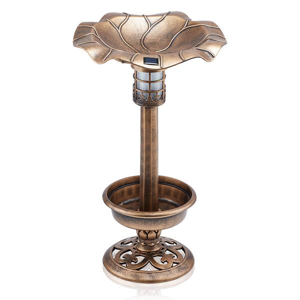 Alpine Solar LED Pesdestal Birdbath w/ Planter