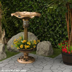 Alpine Solar LED Pesdestal Birdbath w/ Planter alternate view